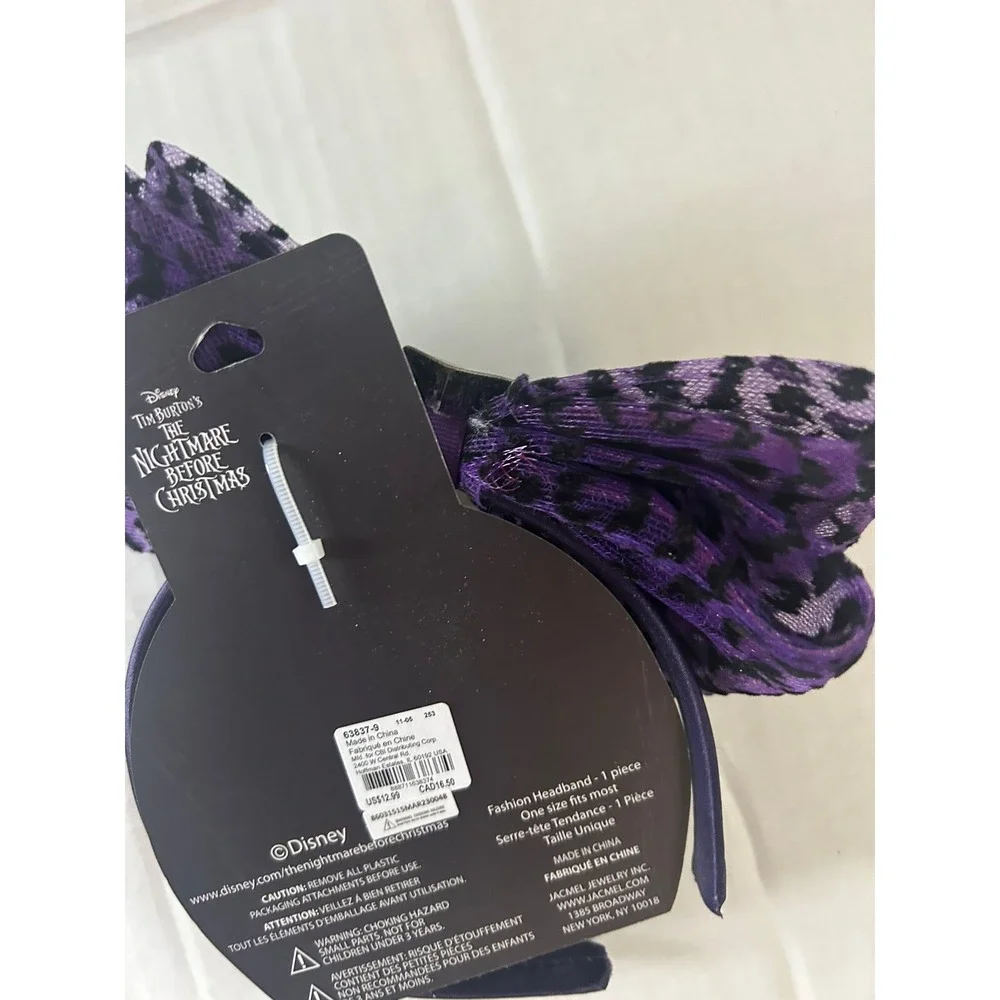 Disney Nightmare Before Christmas Headband 30th Tim Burton's‎ Purple Bow Skull